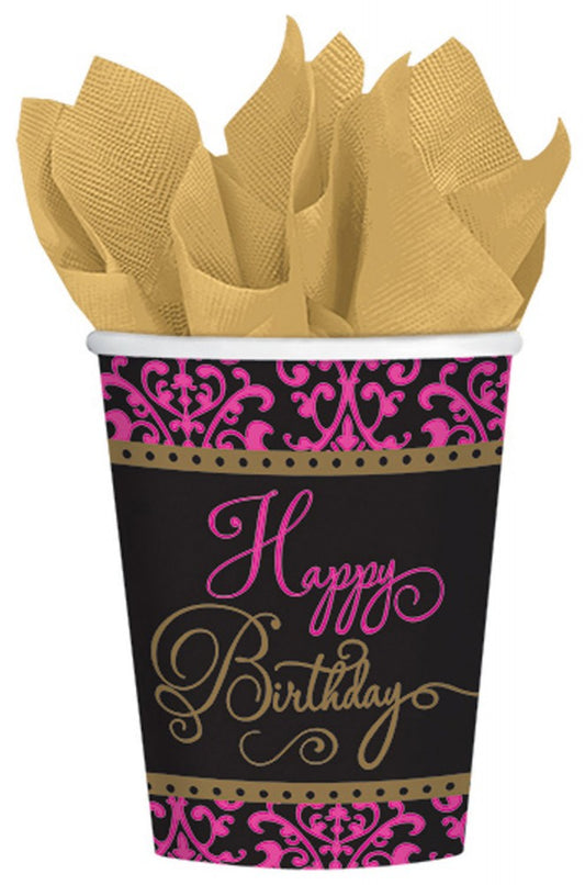 Честит Рожден ден Розов Честит Рожден ден paper cup комплект от 18 части 266 ml