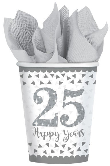 Годишнина Сребро 25th Paper Cup 8 части 266 ml