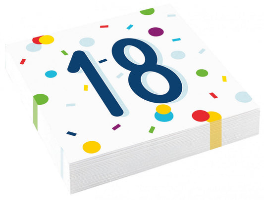 Честит Рожден ден Confetti  Честит Рожден ден 18 Napkin Pack of 20 33x33 см