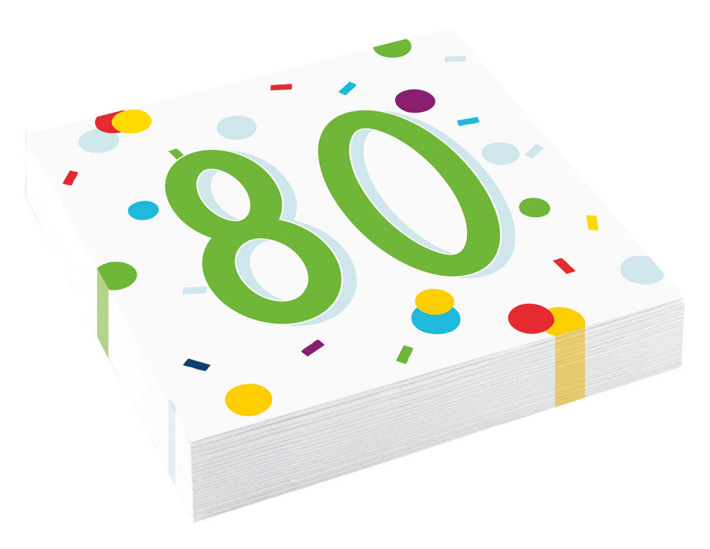 Честит Рожден ден Confetti  Честит Рожден ден 80 Салфетки, Pack of 20, 33x33 см
