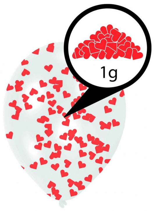 Обичам те Сърцеs Сърце Confetti Filled Балон, 6 части 11 inch (27.5 см)