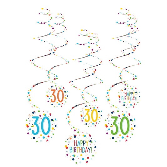 Честит Рожден ден Confetti Честит Рожден ден 30 Ribbon декорация комплект, 6 части