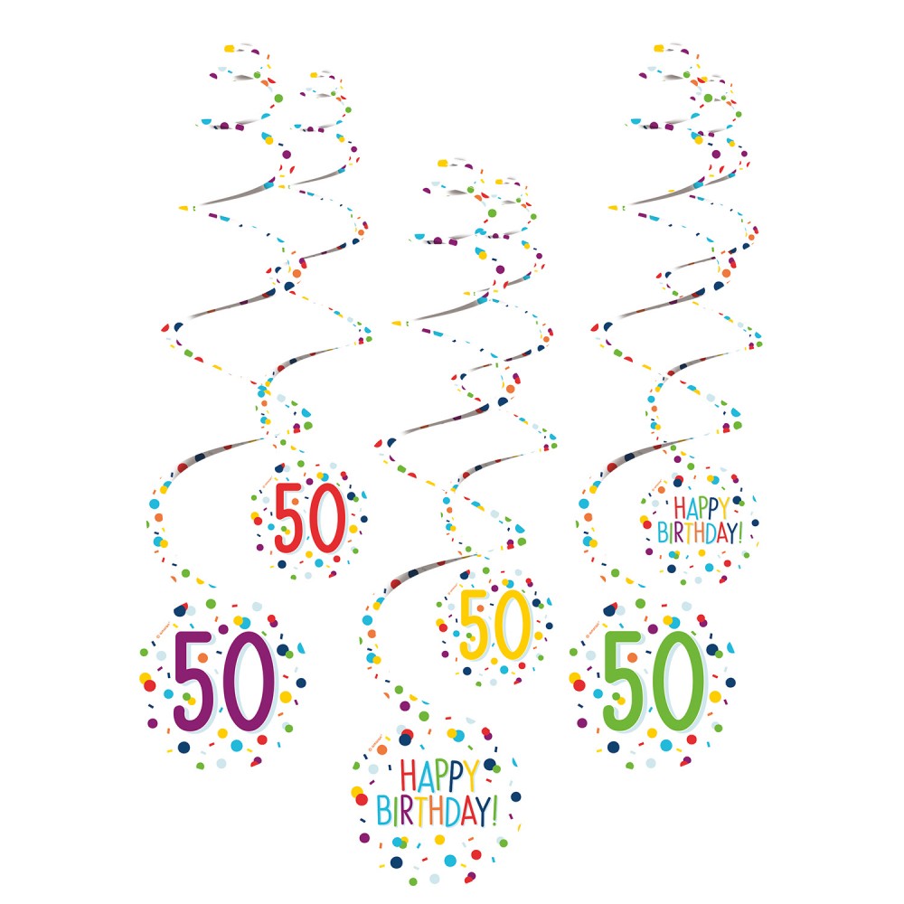 Честит Рожден ден Confetti Честит Рожден ден 50 Ribbon декорация комплект, 6 части