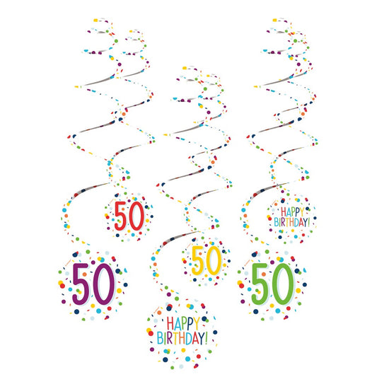 Честит Рожден ден Confetti Честит Рожден ден 50 Ribbon декорация комплект, 6 части