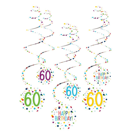 Честит Рожден ден Confetti Честит Рожден ден 60 Ribbon декорация комплект 6 pieces