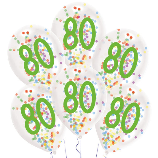 Честит Рожден ден Droplets Честит Рожден ден 80 Confetti-Filled Балонs, 6 части 11 inch (27.5 см)