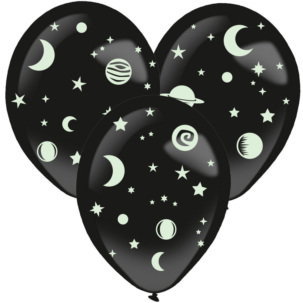 Space Space glow-in-the-dark Балон комплект with Аксесоари, 3 pieces, 14 inch (35.5 см)