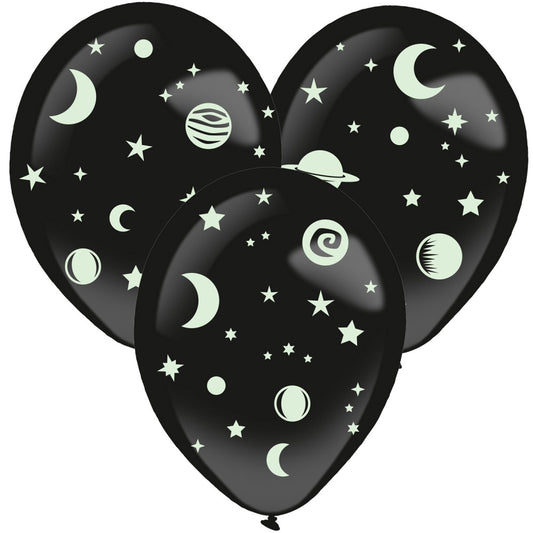 Space Space glow-in-the-dark Балон комплект with Аксесоари, 3 pieces, 14 inch (35.5 см)