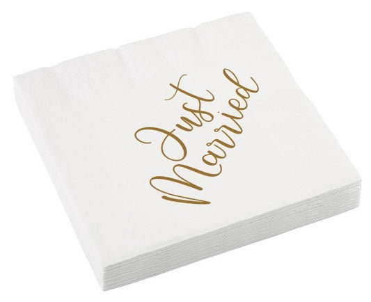 Сватба G  Just Married Салфетки, pack of 16, 33x33 см