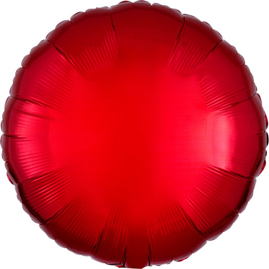Satin Metallic Red Round Фолиев балон 43 см