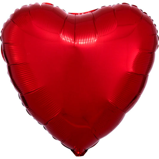 Satin Metallic Red Сърце Фолиев балон 43 см