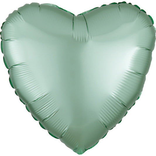 Satin Silk Mint Green Сърце фолио балон 43 см
