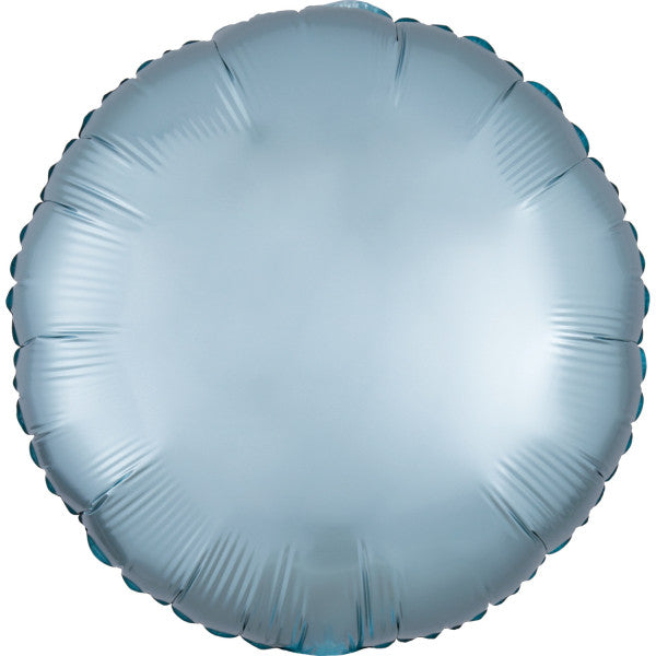 Satin Silk Pastel Син round фолио балон 43 см