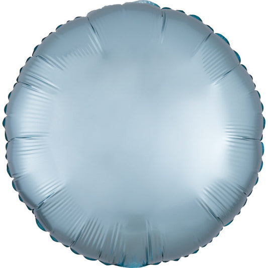 Satin Silk Pastel Син round фолио балон 43 см
