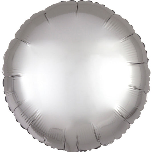 Satin Silk Сребро round фолио балон 43 см