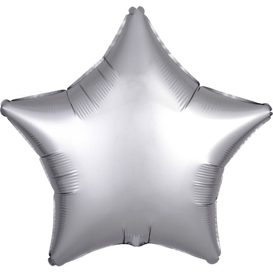 Satin Silk Сребро Звезда Фолиев балон 48 см
