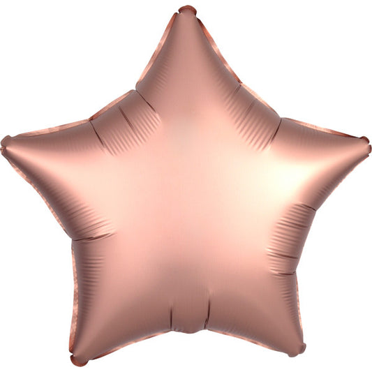 Satin Silk Роза Copper Звезда Фолиев балон 48 см