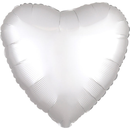 Satin Silk White Сърце фолио балон 43 см