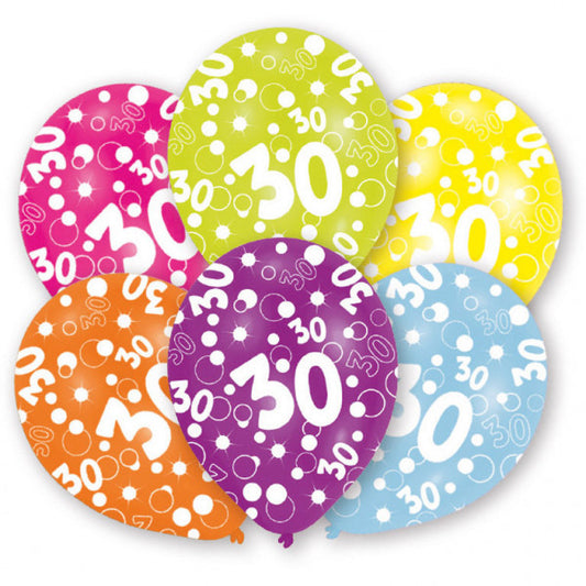 Честит Рожден ден Colorful Честит Рожден ден 30 Балон, 6 части 11 inch (27.5см)