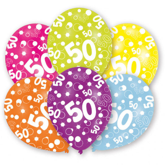 Честит Рожден ден Colorful Честит Рожден ден 50 Балон, 6 части 11 inch (27.5см)
