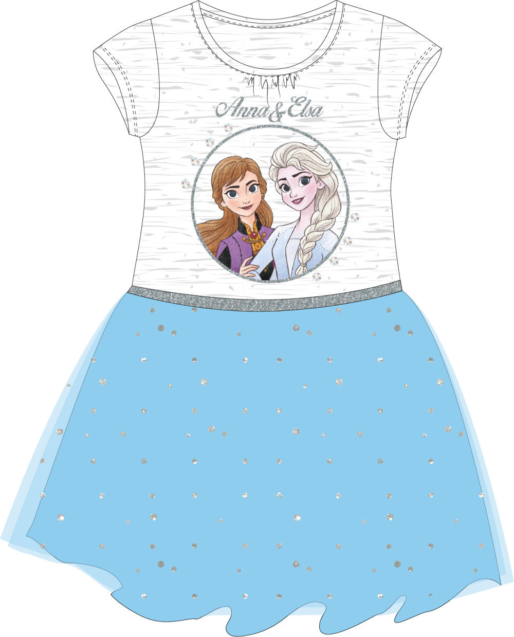 Дисни Замръзналото Кралство Anna & Elsa детска лятна рокля 104-134 см