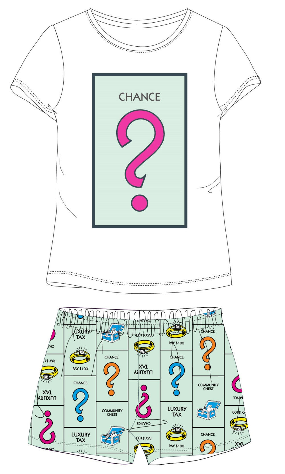 Монополи Жени's short pajamas S-XL