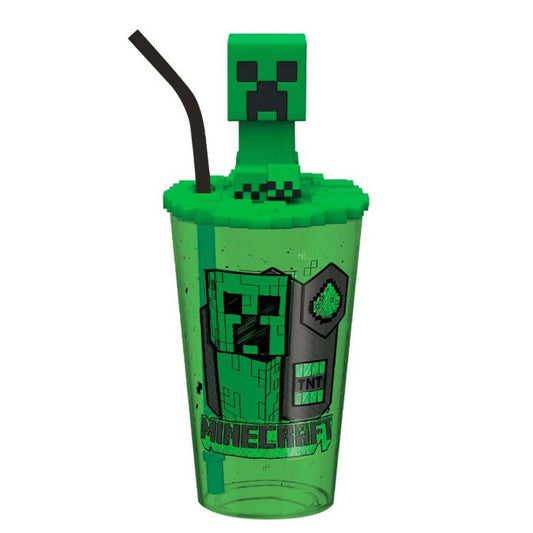 Майнкрафт Green plastic 3D straw cup 443 ml