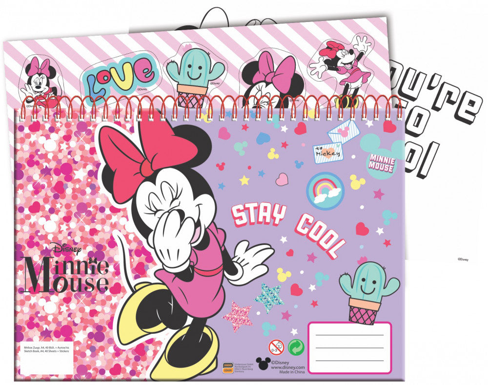 Дисни Мини  Smiles A/4 Spiral Sketchbook with 40 Pages and Стикери