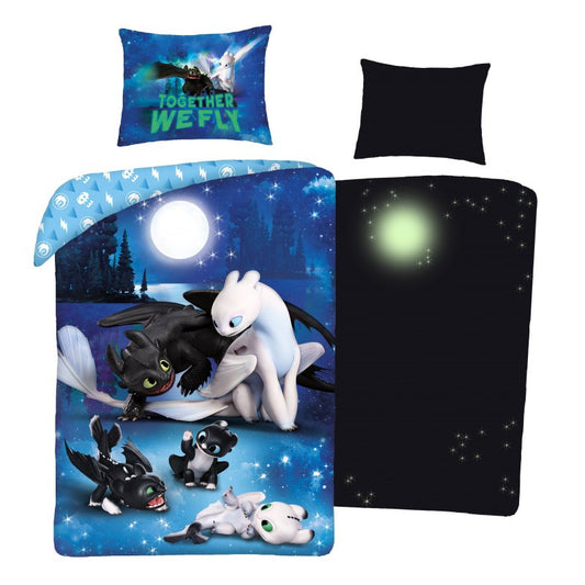 Как да тренираш Дракон Together We Fly glow-in-the-dark bedding комплект 140?Ч200см, 70?Ч90 см