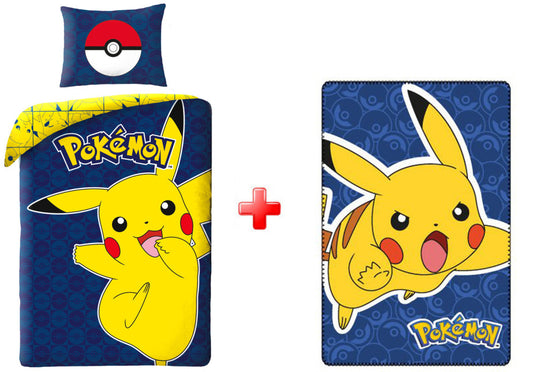 Покемон забавен Pikachu bedding комплект and polar blanket комплект