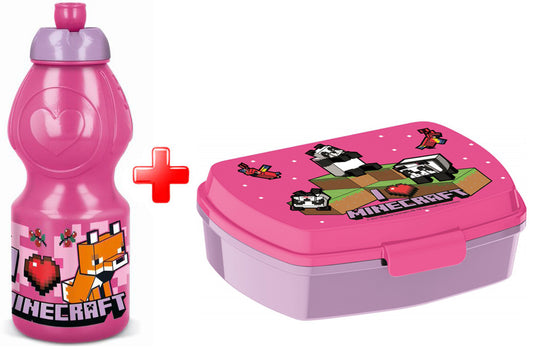 Майнкрафт Pixel Розов water bottle and sandwich box комплект