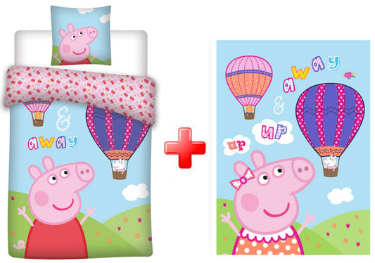 Пепа Пиг Hot Air Балон детски  bedding комплект and polar fleece blanket