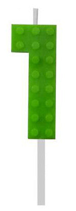 Blocks Green Blocks Building Block Номер 1 Green Рожден ден Candle, numeral candle