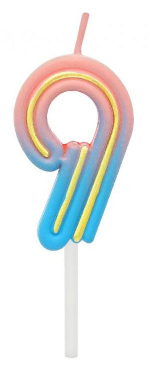 Номер Neon Coloчервен число 9 candle, рожден ден candle