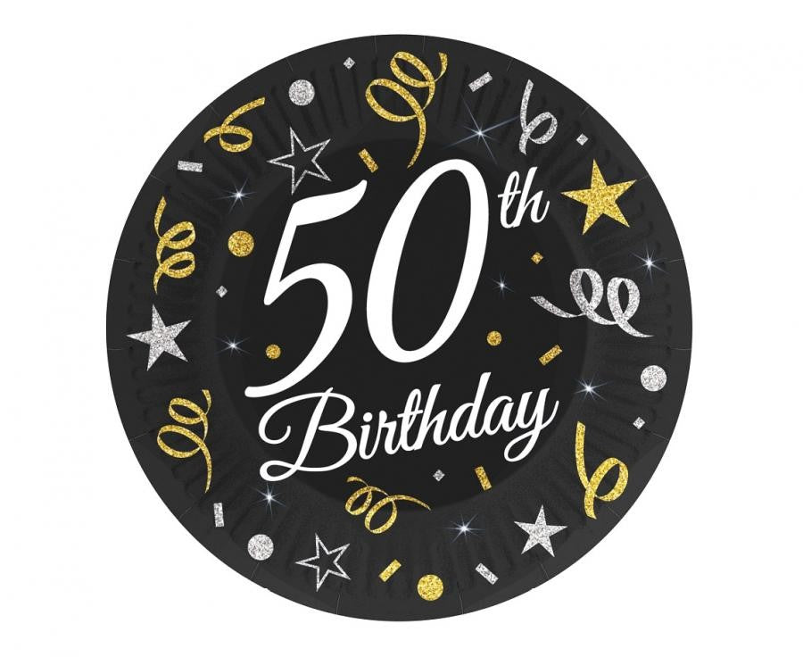 Честит Рожден ден B&C Честит Рожден ден 50 Paper Чинии, Pack of 6, 18 см
