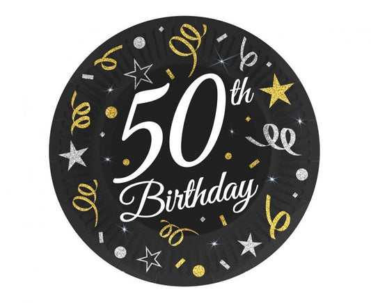 Честит Рожден ден B&C Честит Рожден ден 50 Paper Чинии, Pack of 6, 18 см