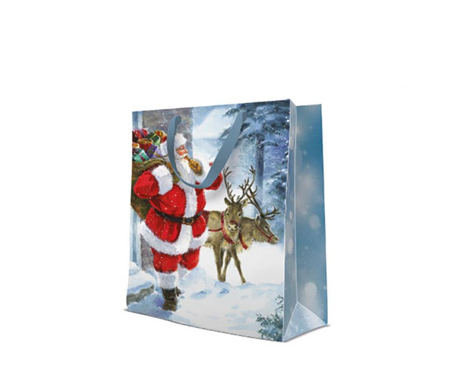Коледа Santa is Coming i elves paper подаръчна торбичка  26.5x33.5x13 см