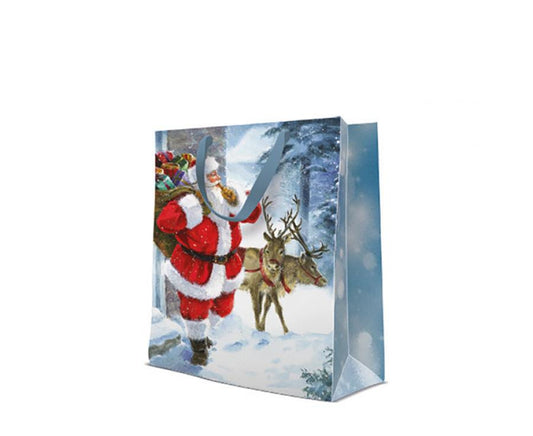 Коледа Santa is Coming i elves paper подаръчна торбичка  26.5x33.5x13 см