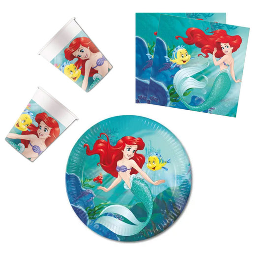 Дисни Принцеса Ariel Curious Парти комплект 36 части with 23 см Чинии