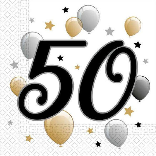 Честит Рожден ден Milestone Честит Рожден ден 50 Napkin Pack of 20 части 33x33 см