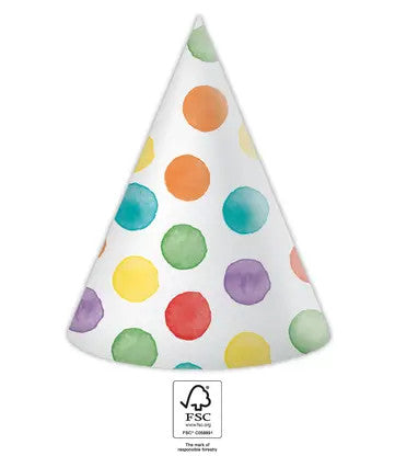 Цвят Dots Парти hat, tricorn 6 части FSC