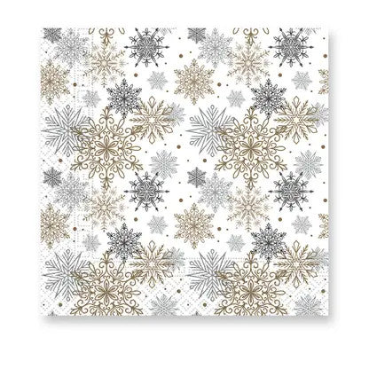 Коледа Сребро-G  Snowflakes i napkin 20-части 33x33 см