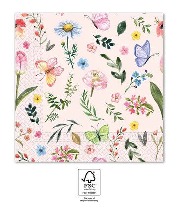Пеперуда Розов 20 части napkin 33x33 см FSC