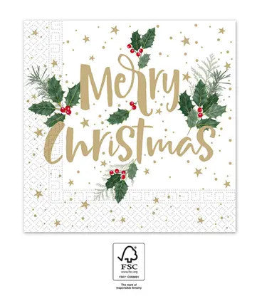Коледа Holly Merry i Салфетки 20 части 33x33 см FSC
