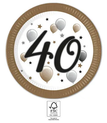 Честит Рожден ден Milestone Честит Рожден ден 40 пластамасова чиния 8 части 23 см FSC