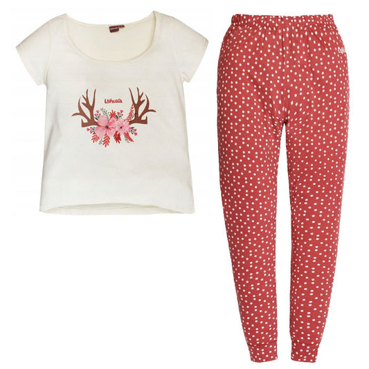 Ушуая Tiny Цветеs Deer Жени's Pajama S-XXL