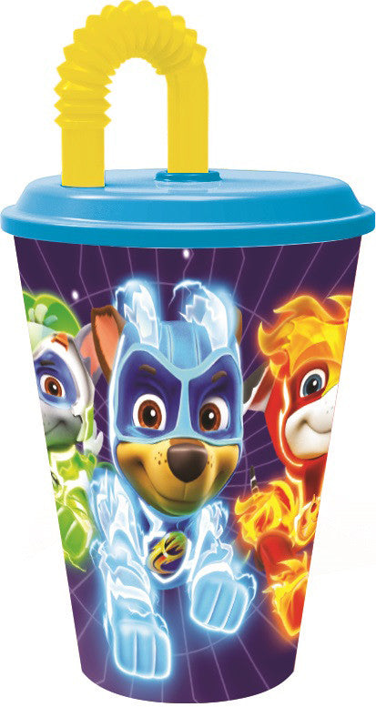 Пес патрул Mighty Pups Straw Cup, Plastic 430 ml
