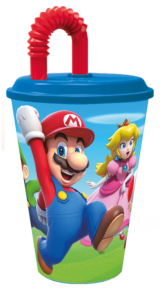 Супер Марио Mushroom Kingdom straw cup, plastic 430 ml