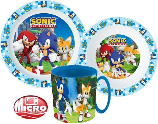 Таралежът Соник dinner комплект, micro plastic комплект with 350 ml mug