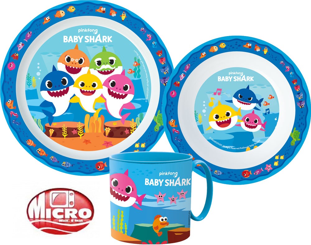 Бебе Акула dinner комплект, micro plastic комплект with mug 265 ml